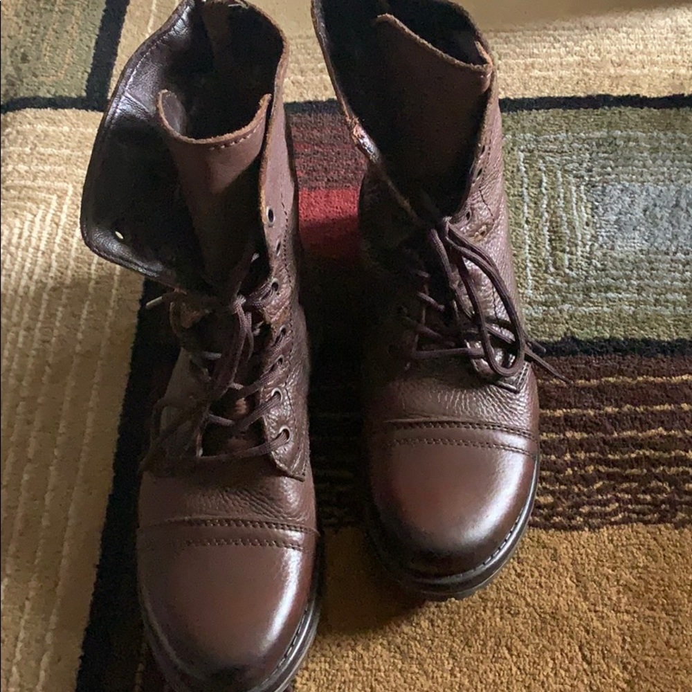 Steve Madden brown leather combat boots